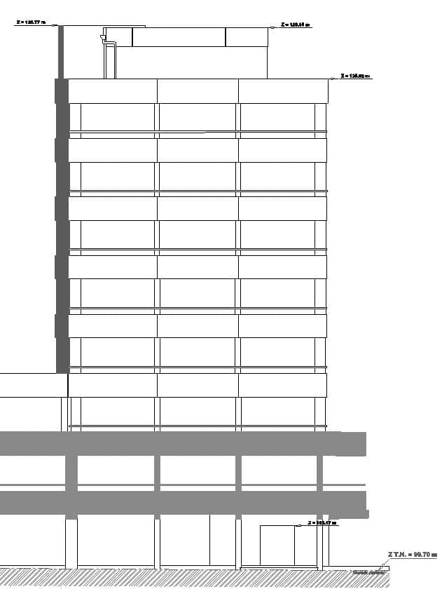 "plan de facade batiment elevation releve terrain