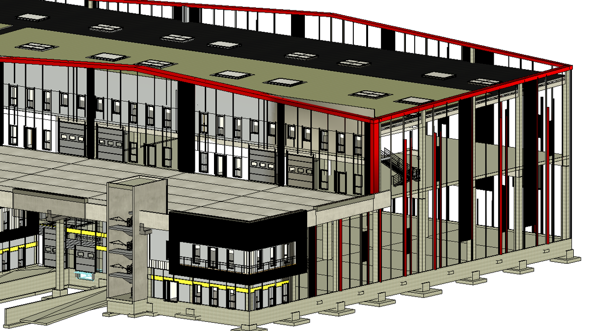 Maquette 3D BIM – Modélisation de bâtiment logistique Maquette 3D BIM d’un bâtiment logistique issue de données de scan 3D