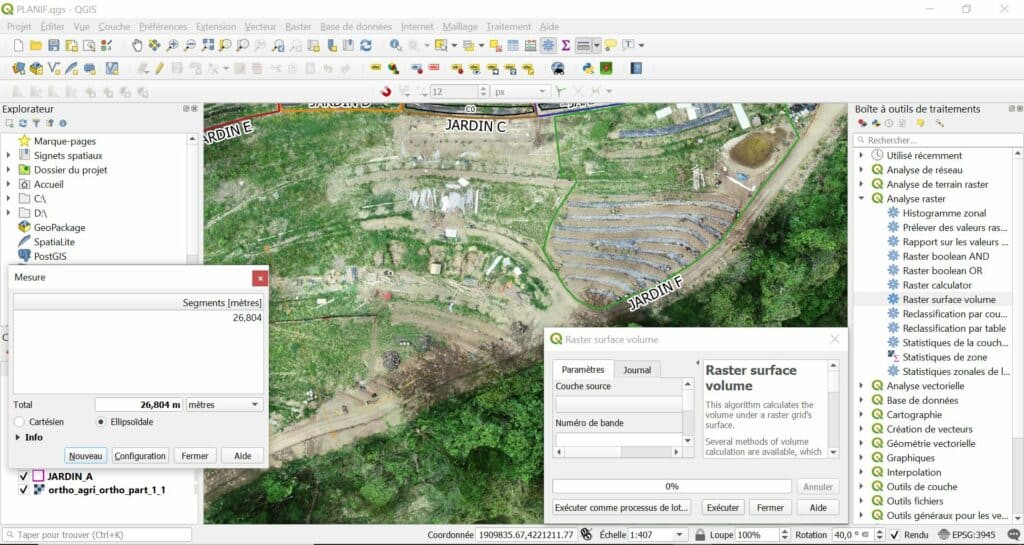 Orthophoto et données géoréférencées exploitées dans un logiciel SIG