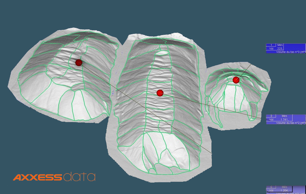 Calcul de volumes de stock en carrière par drone Calcul de cubatures de stocks en carrière par drone et modélisation 3D