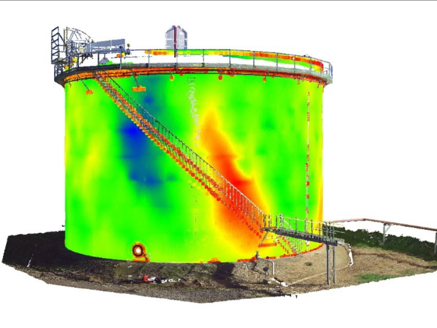 Contrôle 3D de déformation sur cuve industrielle Contrôle 3D et analyse de déformation d’une cuve industrielle par scan laser