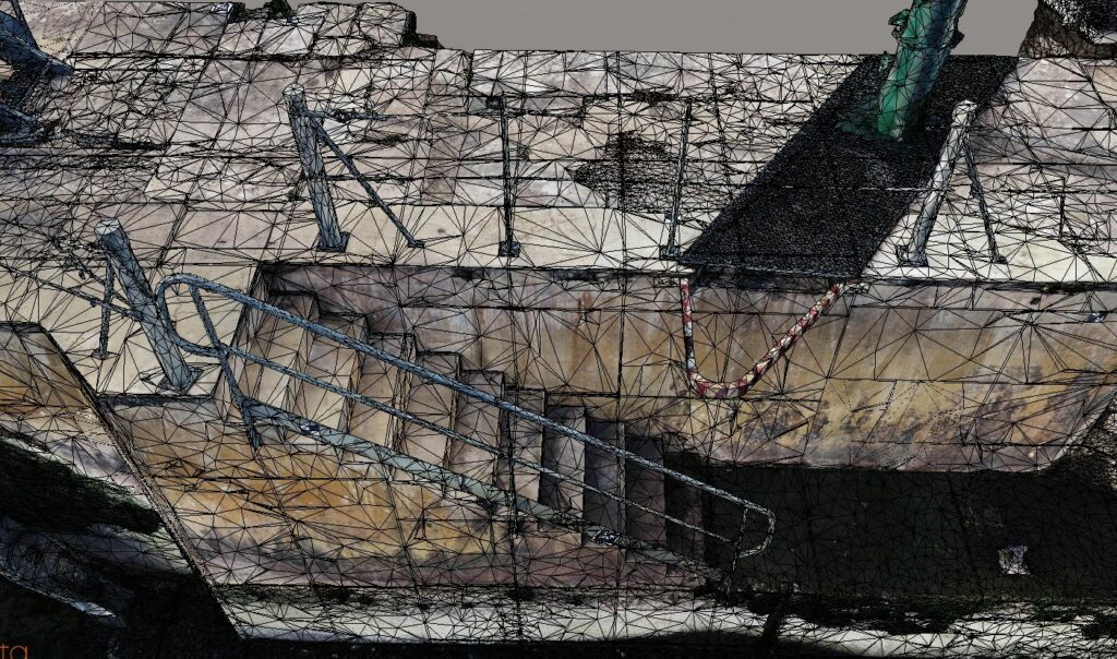 Modèle 3D photogrammétrique d'une écluse utilisé pour l'analyse et la caractérisation de fissures