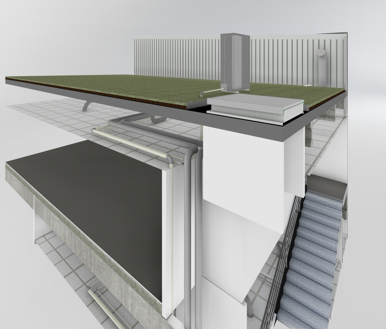 Maquette BIM DOE LOD 350 d'un local technique CVC et plomberie réalisée à partir des plans d'exécution d'un centre logistique